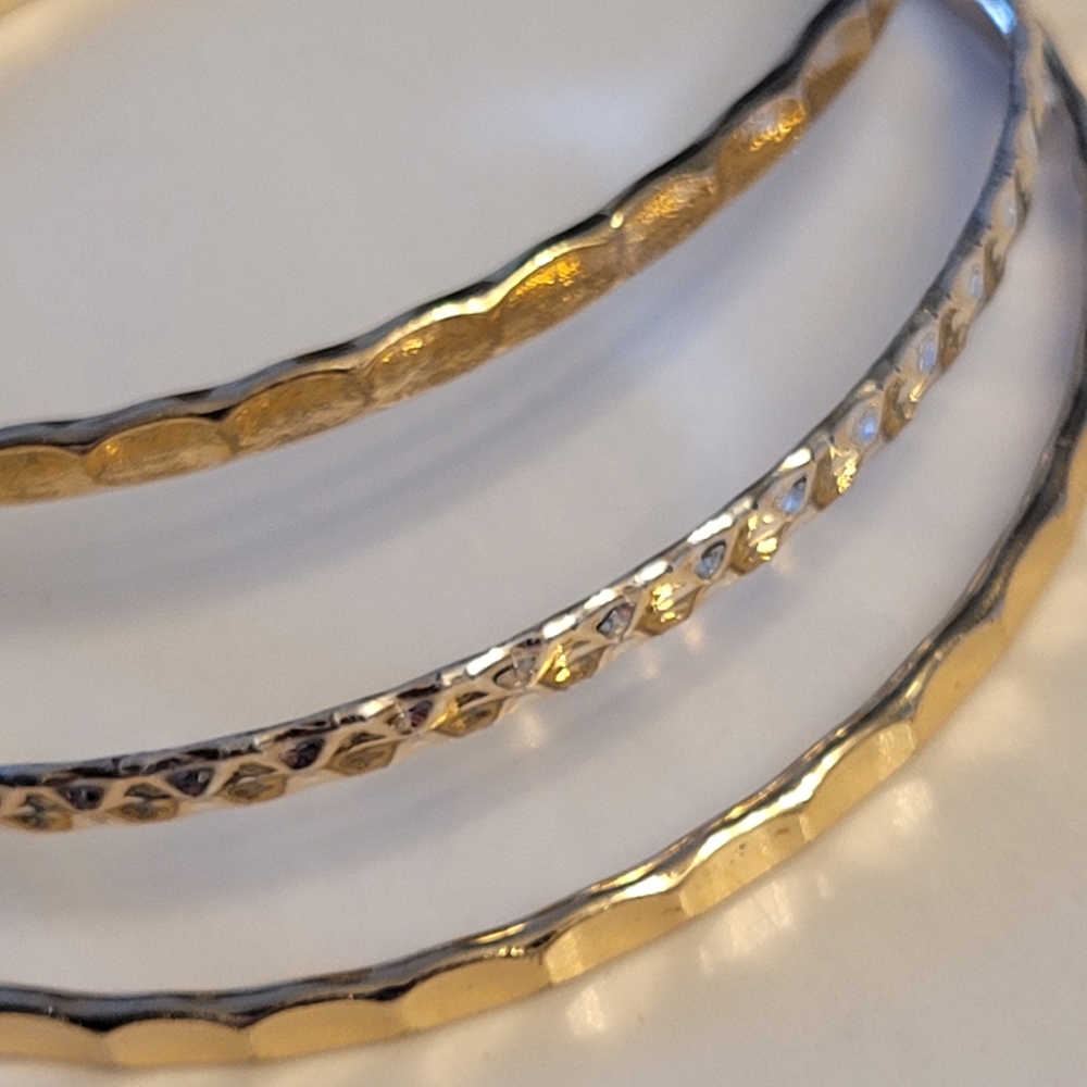 Gold-tone & Rhinestones Bangle Bracelet Bundle (8 bangle bracelets) - Picture 14 of 16